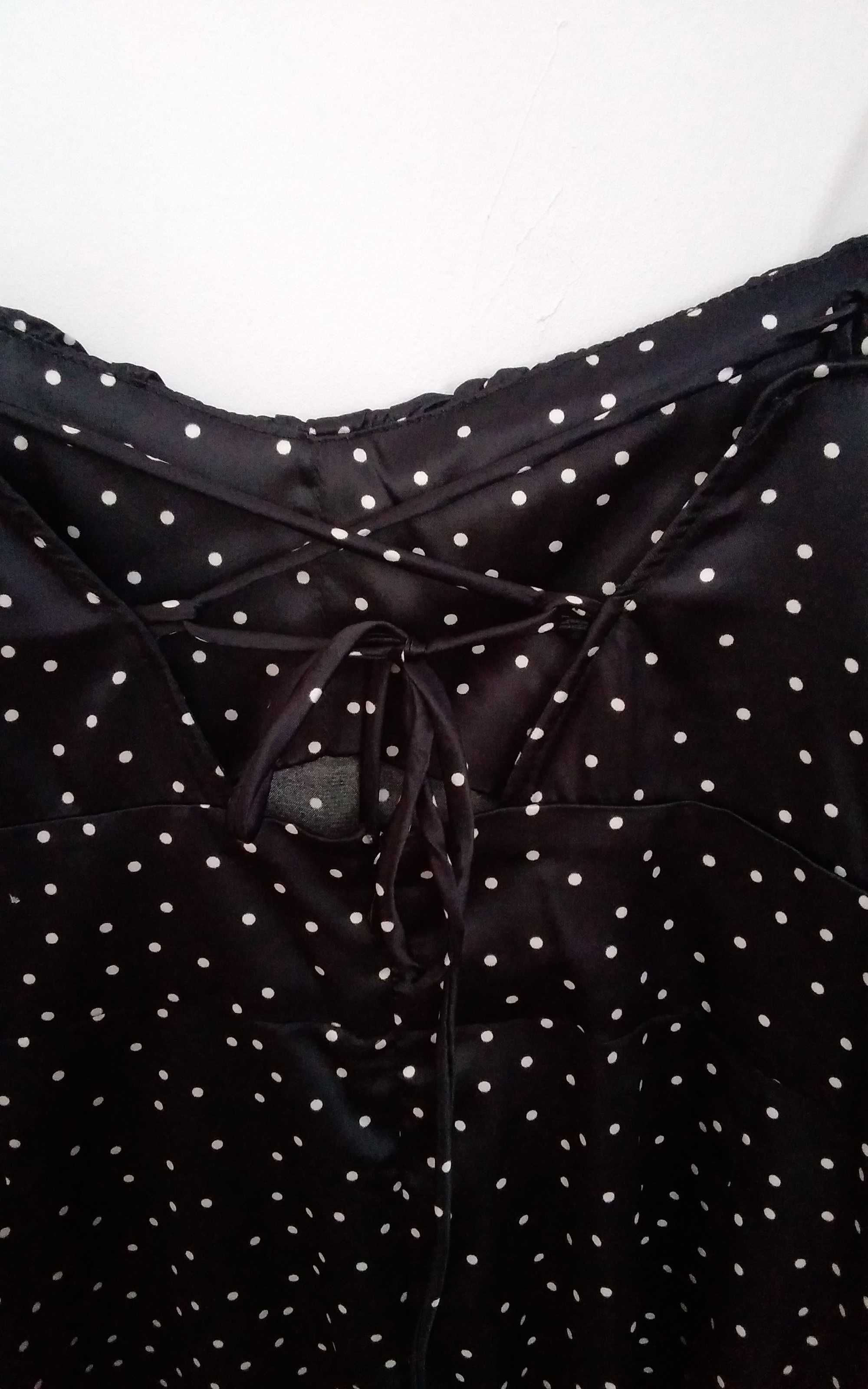 Vestido de alças, estampado bolinhas, tamanho XL Zara