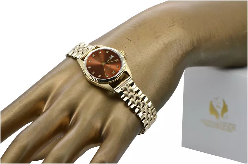 Złoty zegarek bransoletą damską 14k Geneve lw020ydbrz&lbw008y Katowice