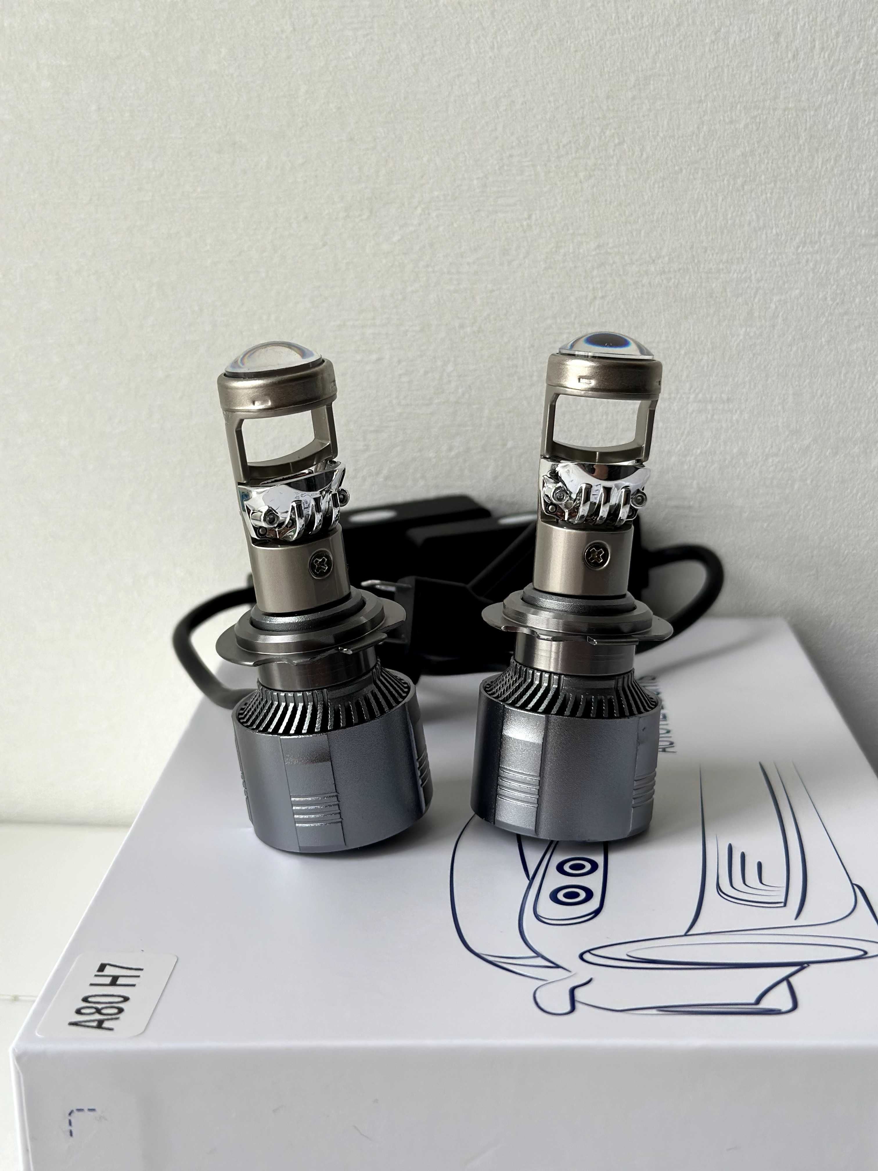 Автомобільні LED-лампи A80 H7 12 -24 вольта з лінзою, Bi LED лінзи н7