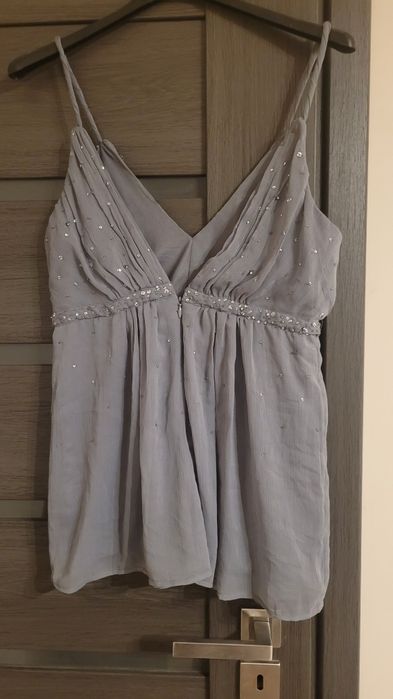 Tunika bluzka odcinana pod biustem luźna elegancka z ramiączkami