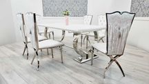 Jadalnia glamour Stół rozkładany 200/300cm + 6 krzeseł LOVE ICE