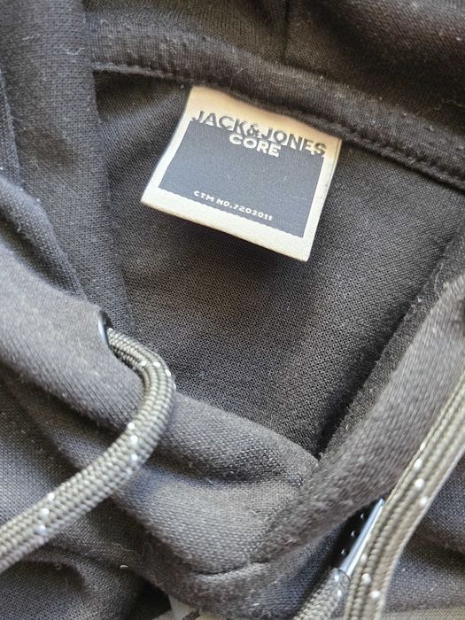 Черная мужская толстовка свитшот худи с капюшоном jack & jones 44-46