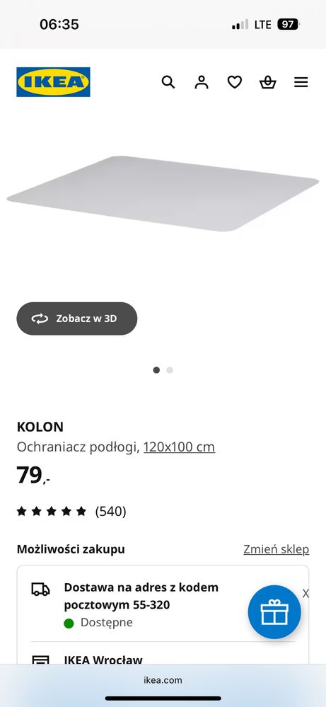 Mata ochronna pod krzesło 120x100 cm + czarna podkładka 65x45 cm