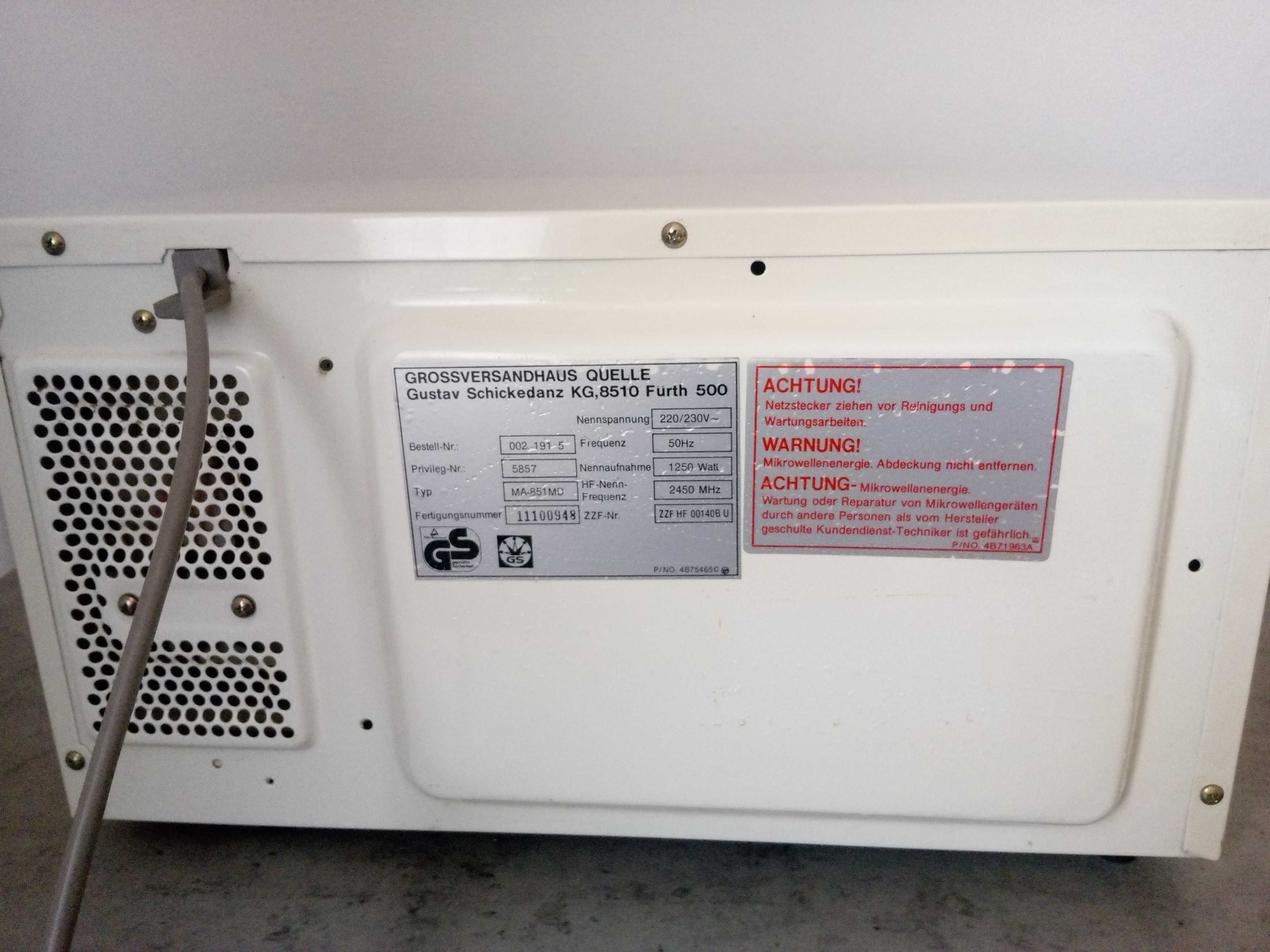 Kuchenka mikrofalowa niemiecka Privileg - 1250 W
