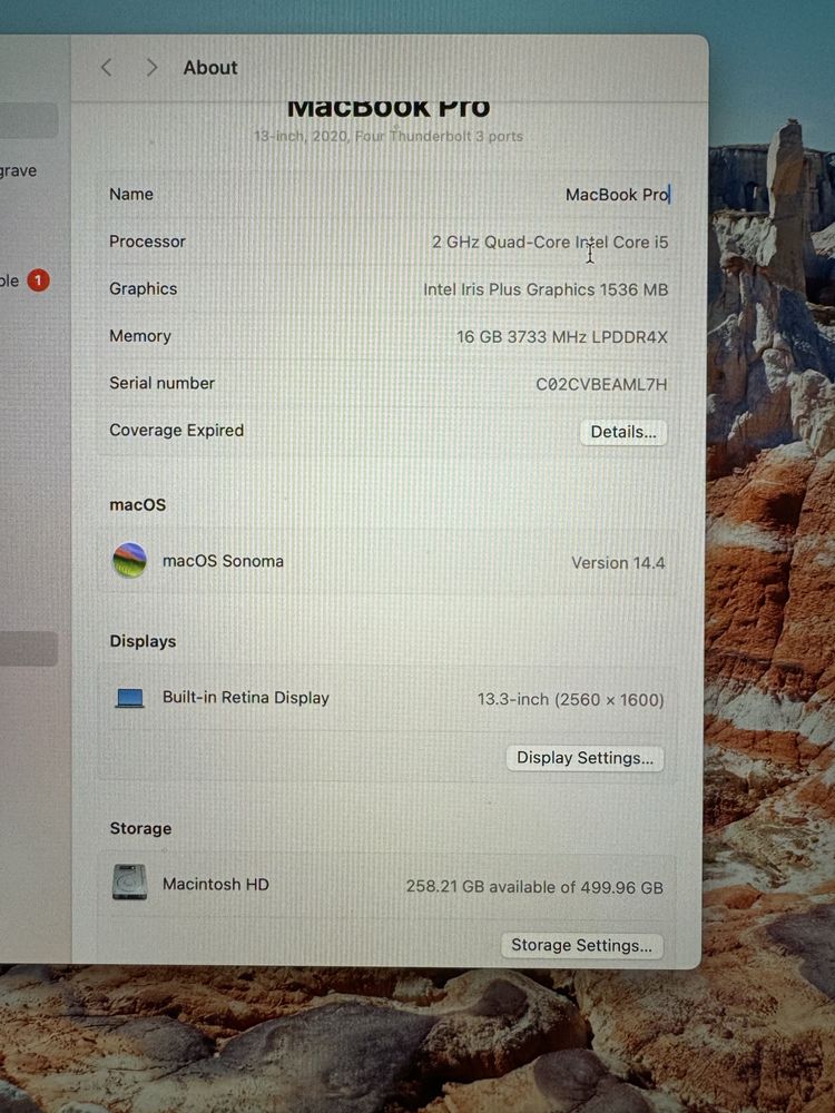 Macbook pro 13 16GB 512 SSD