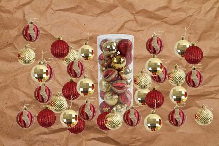Набір ялинкових прикрас 24 шт кульки на ялинку  не б'ються