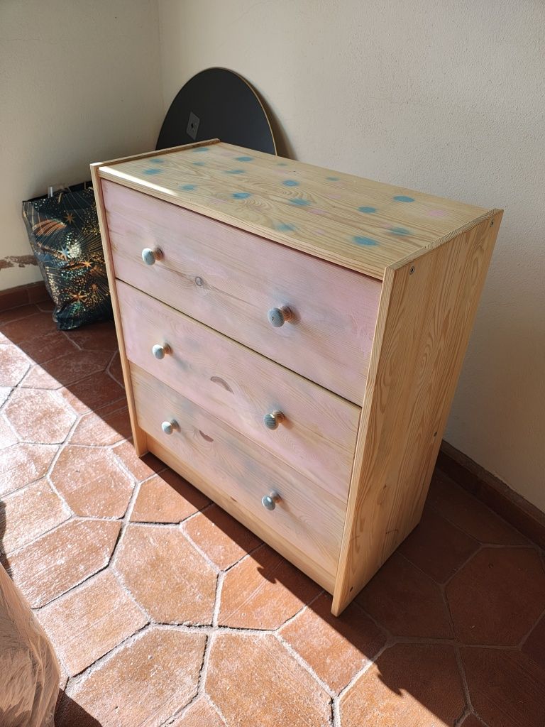 Movel 3 gavetas Ikea Pinho 62x70