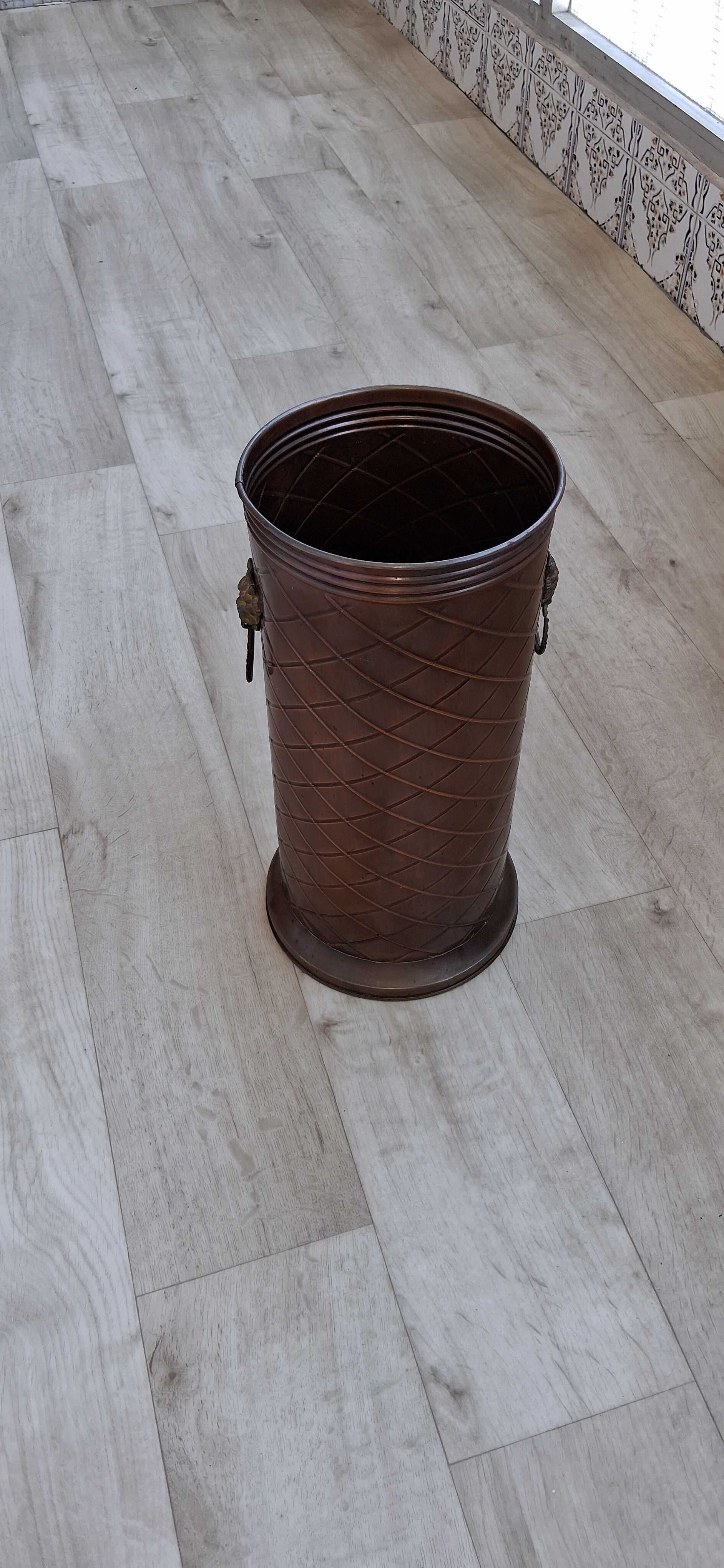 Porta guarda-chuvas, chapeleiro em latão ou cobre, antigo, vintage