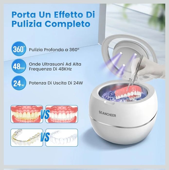 SEANCHEER Ultradźwiękowa myjka 48000 Hz do biżuterii 24W