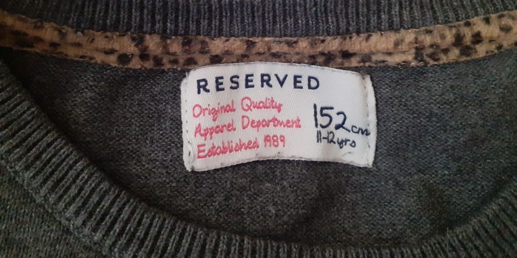 Szary sweterek z kotkiem  11 12 lat Reserved 152 100% bawełna