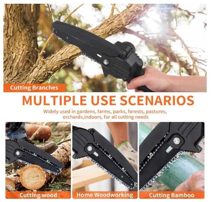 Mini piła łańcuchowa 6" z 2 akumulatorami 2000mAh + walizka