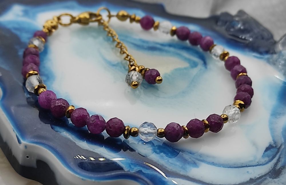 Bransoletka kamienie naturalne Rubin / Kryształ górski