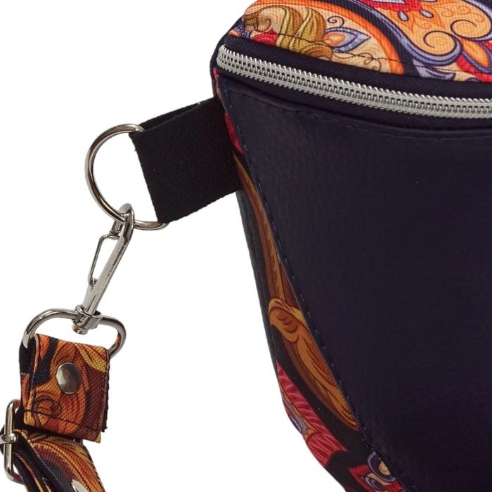 Granatowa Torebka i Nerka 2w1 - Paisley Na Czarnym
