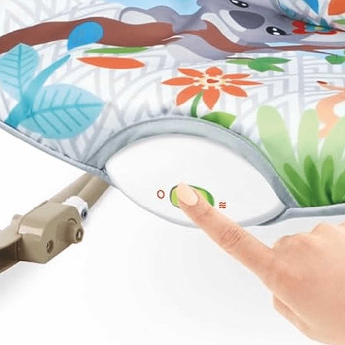 Leżaczek bujaczek dla dzieci niemowląt niebieski grzechotki wibracje