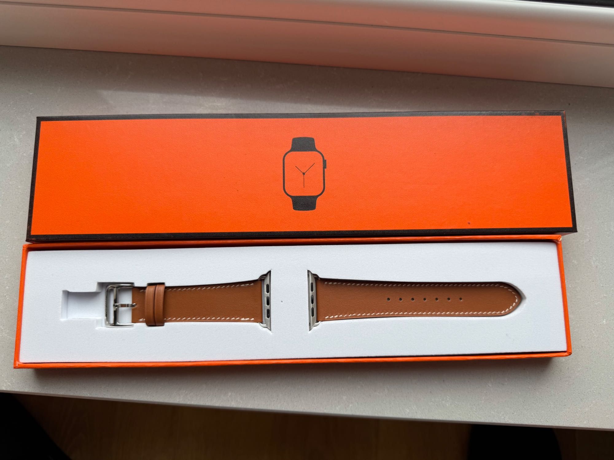Pasek Apple Watch Hermes Single Tour 42- 49mm brązowy skóra naturalna