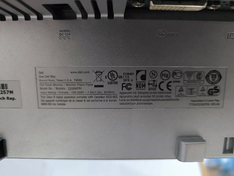 Ecrãs Dell 22in, 2208WFPT