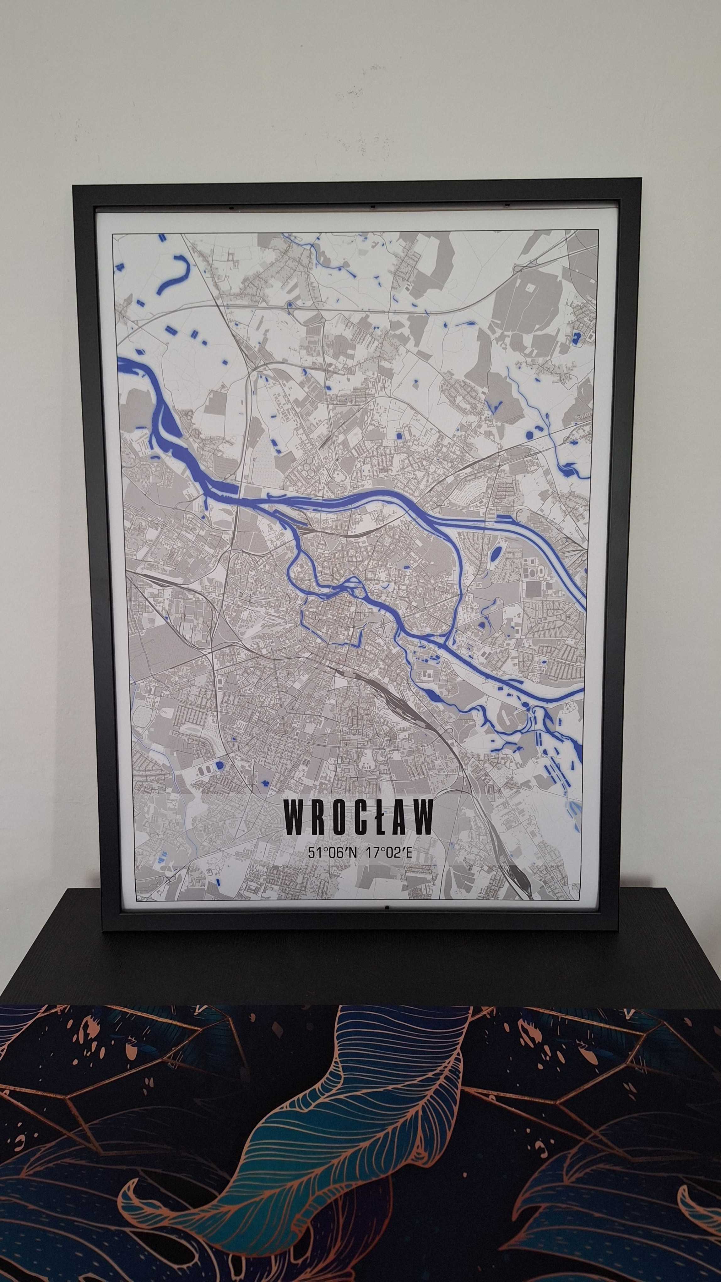 Plakat z mapą Wrocławia - Format B2 - 3 wzory