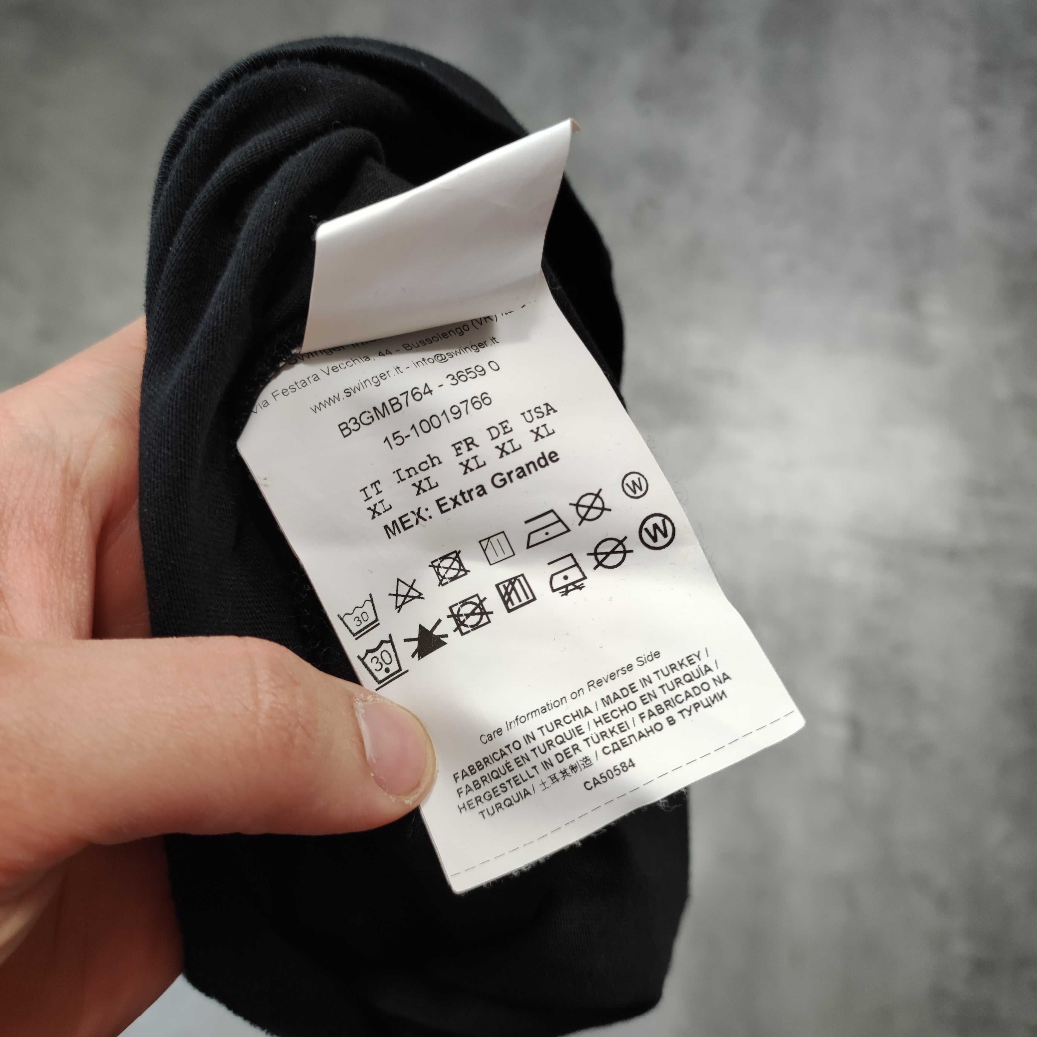 MĘSKA Koszulka Bawełna PREMIUM Versace Jeans Duże Logo Złote Czarna