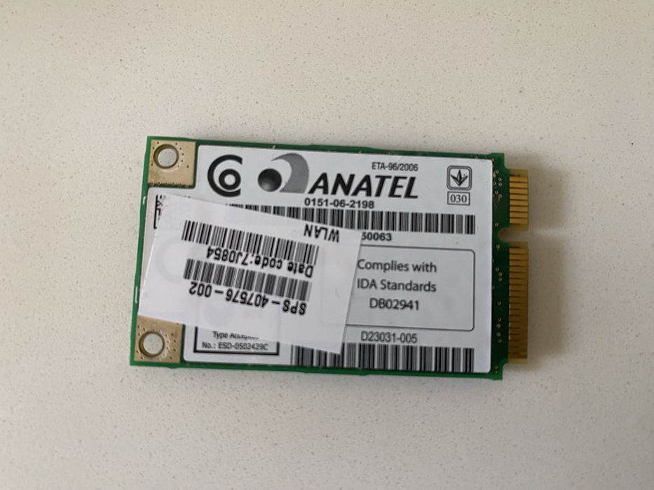 Placa Wireless Intel para HP, Toshiba (3945ABG)