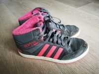 Buty sneakersy Adidas zimowe r. 35 różowe ocieplane