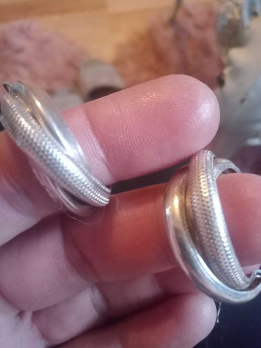 Duże modne, kręcone koła podwójne kolczyki próby 925