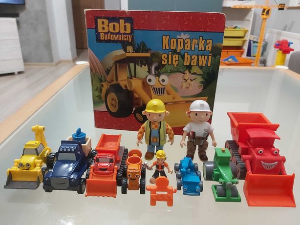 Duży zestaw Bob budowniczy, maszyny budowlane, figurki, GRATIS książka