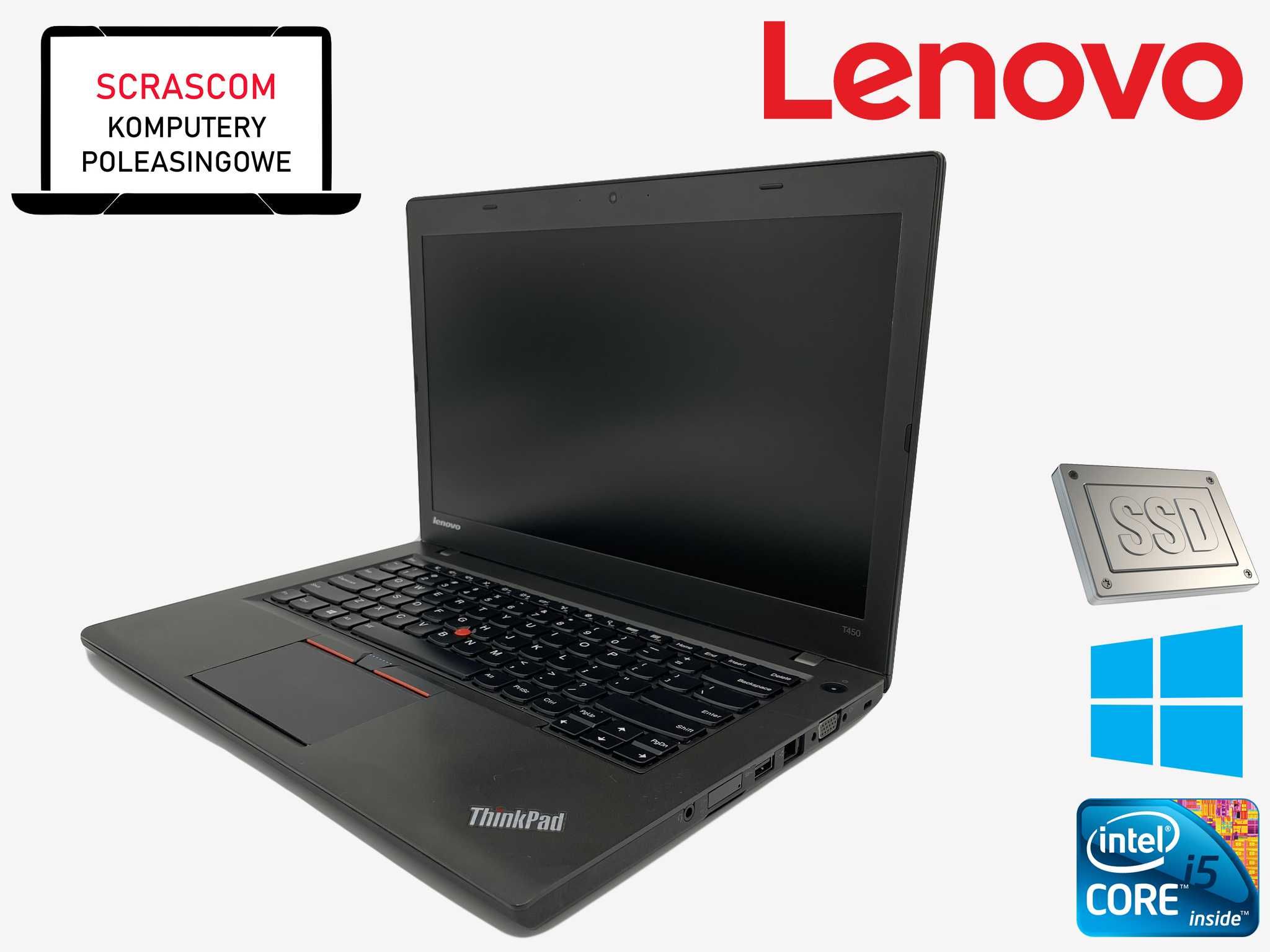Laptop Notebook Lenovo ThinkPad T450 core i5 8GB RAM 256GB SSD Gwar