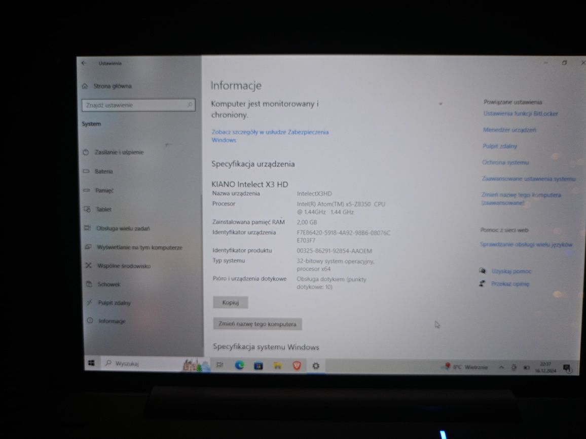 Tablet Kiano windows 10