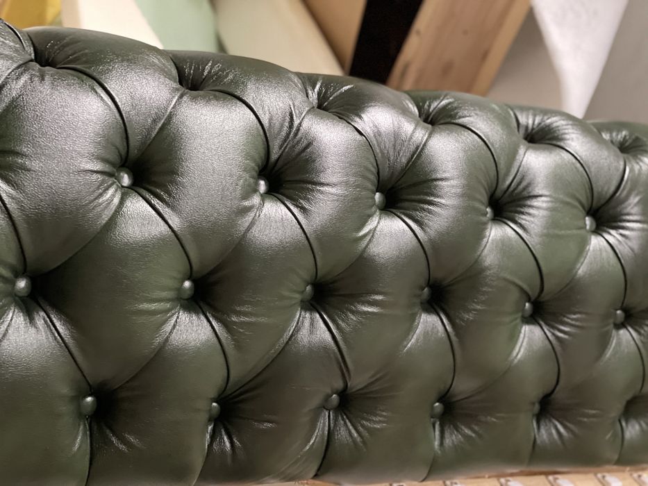 Sofa Chesterfield skora naturalna 3 osobowa + fotel