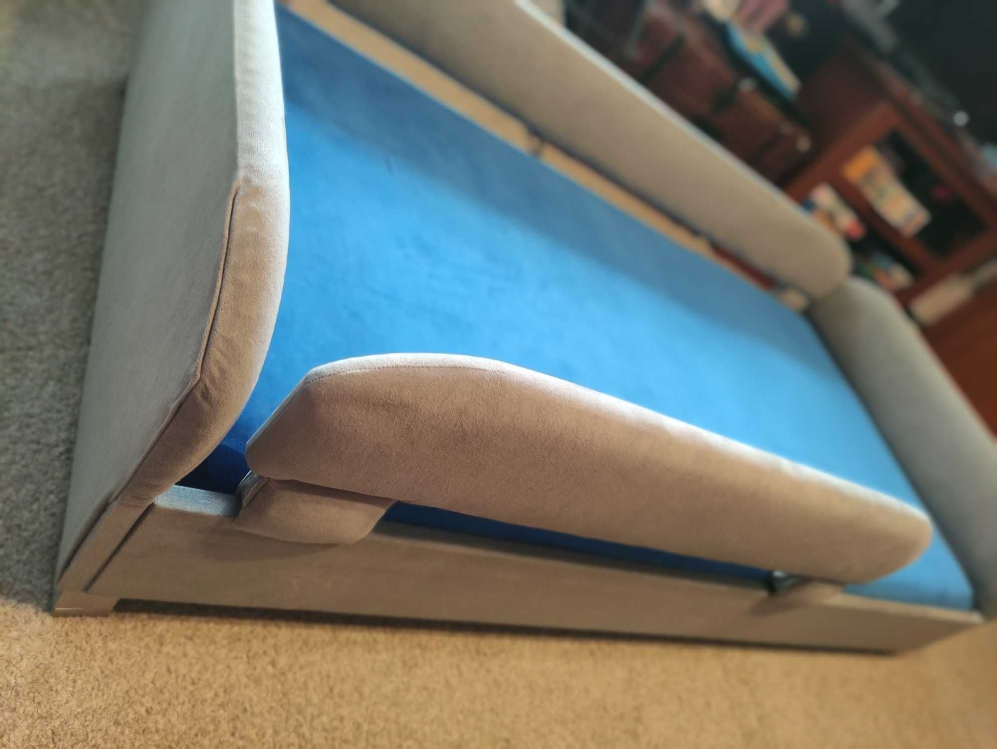 Szare łóżko tapicerowane BabyComfort 160x80 +materac termoelastyczny
