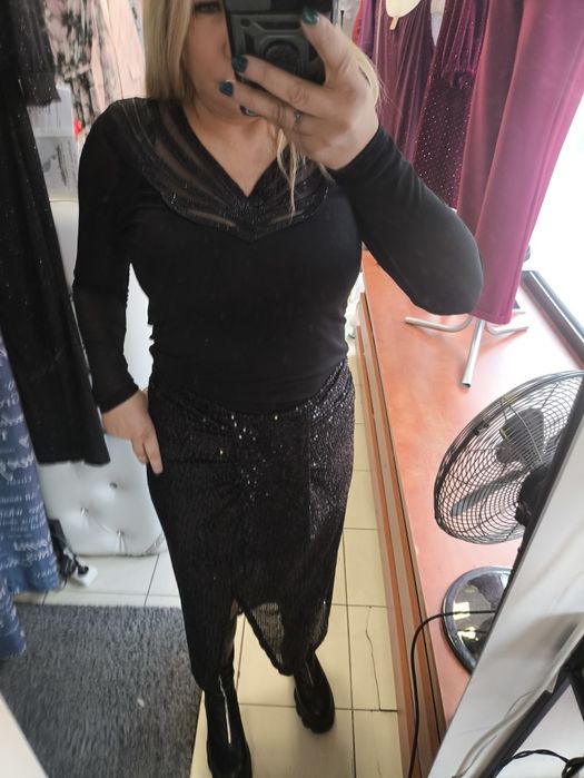 Piękny komplet spódnica cekiny i bluzka rozm S m  l