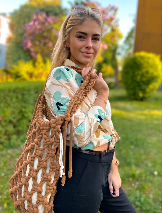 duża boho torba, szoperka makrama, prezent, rękodzieło, handmade