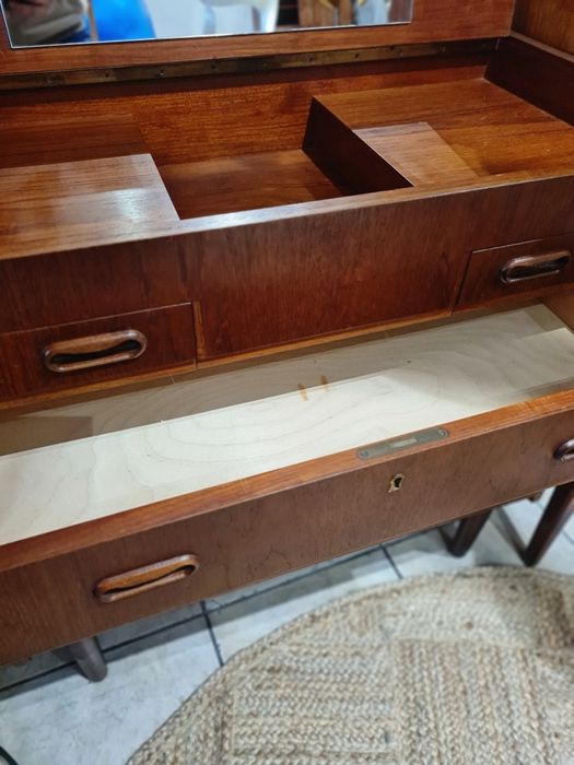 Toaletka tekowa ,komoda z szufladami,duński design,Dania lata 60,mid-c
