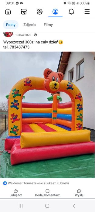 Sprzedam zamek dmuchany Miś