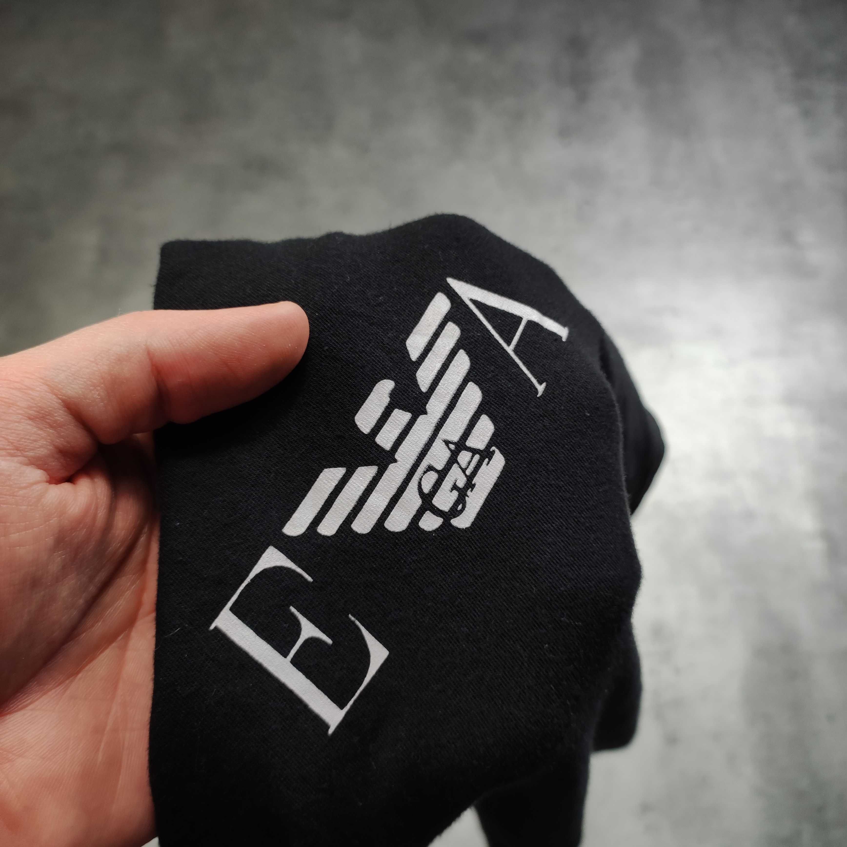 MĘSKA Koszulka PREMIUM Czarna Slim Fit Emporio Armani EA7 EWA Logo