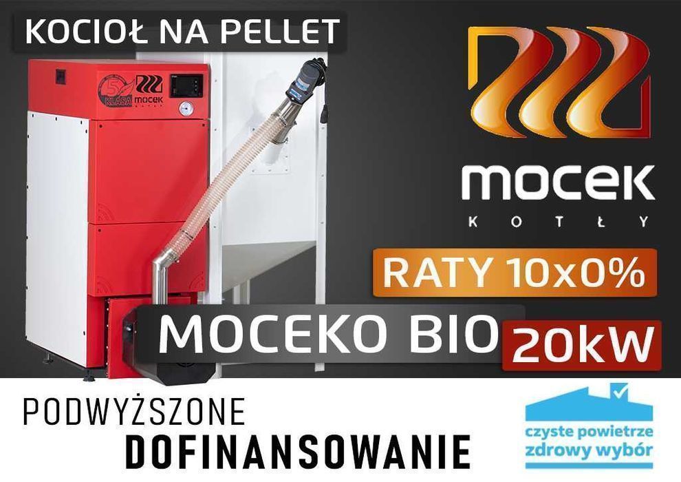 Kocioł na pellet, Moceko 20kW, piec na dotacje czyste powietrze