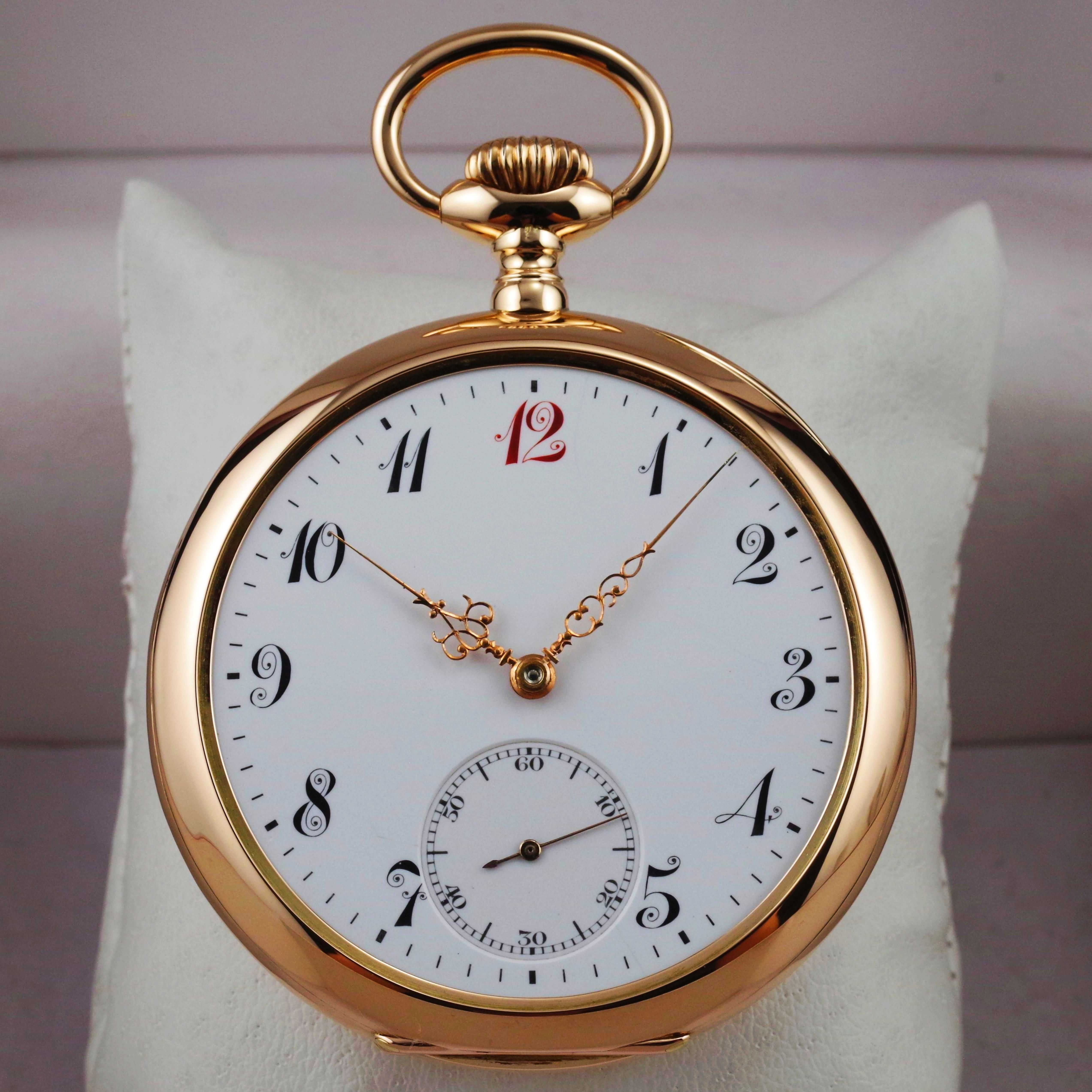 OMEGA zegarek kieszonkowy 1913 LITE ZŁOTO 14K / 585 "Red 12" XL + BOX