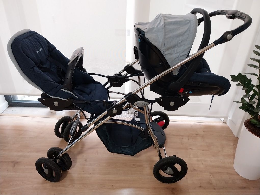 Conjunto da Bébé Confort (gémeos): Carrinho, 2 cadeiras 2 ovos