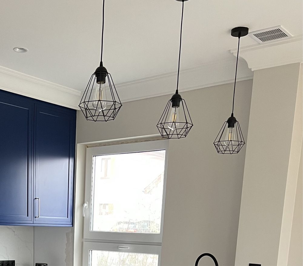 Klosz druciany diament czarny LOFT 3 sztuki nowe