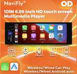 Radio navfly 6,86” 1din carplay andorid auto boietooth