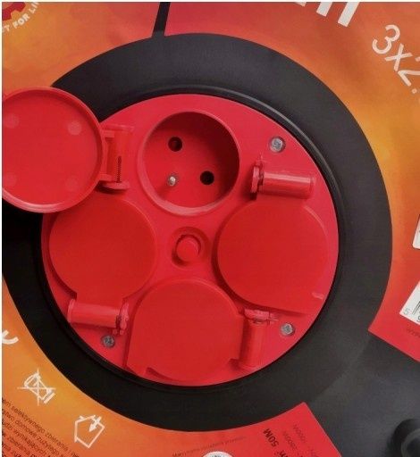 Przedłużacz 50 m bębnowy 3x2.5mm budowlany 250V gniazdo bolec 2800W