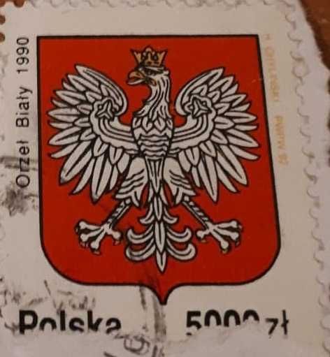 Znaczek pocztowy stemplowany Polska Orzeł Biały 1990, 1992 rok