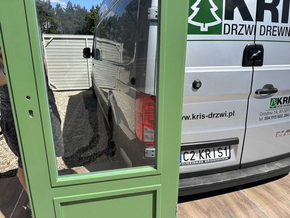 Drzwi zewnętrzne drewniane 900 Ofert Montaż zielone NA KAŻDY WYMIAR
