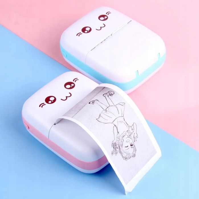 Drukuś Mini Drukarka Termiczna Przenośna Zabawka dla dzieci - Różowy