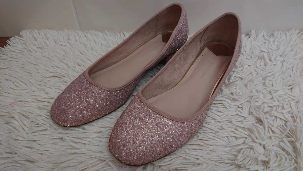 Buty brokatowe damskie stradivarius, baleriny, czółenka