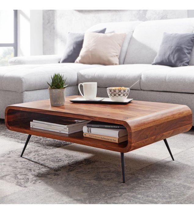 Drewniany stolik kawowy - Naturalne drzewo Sheesham OKAZJA