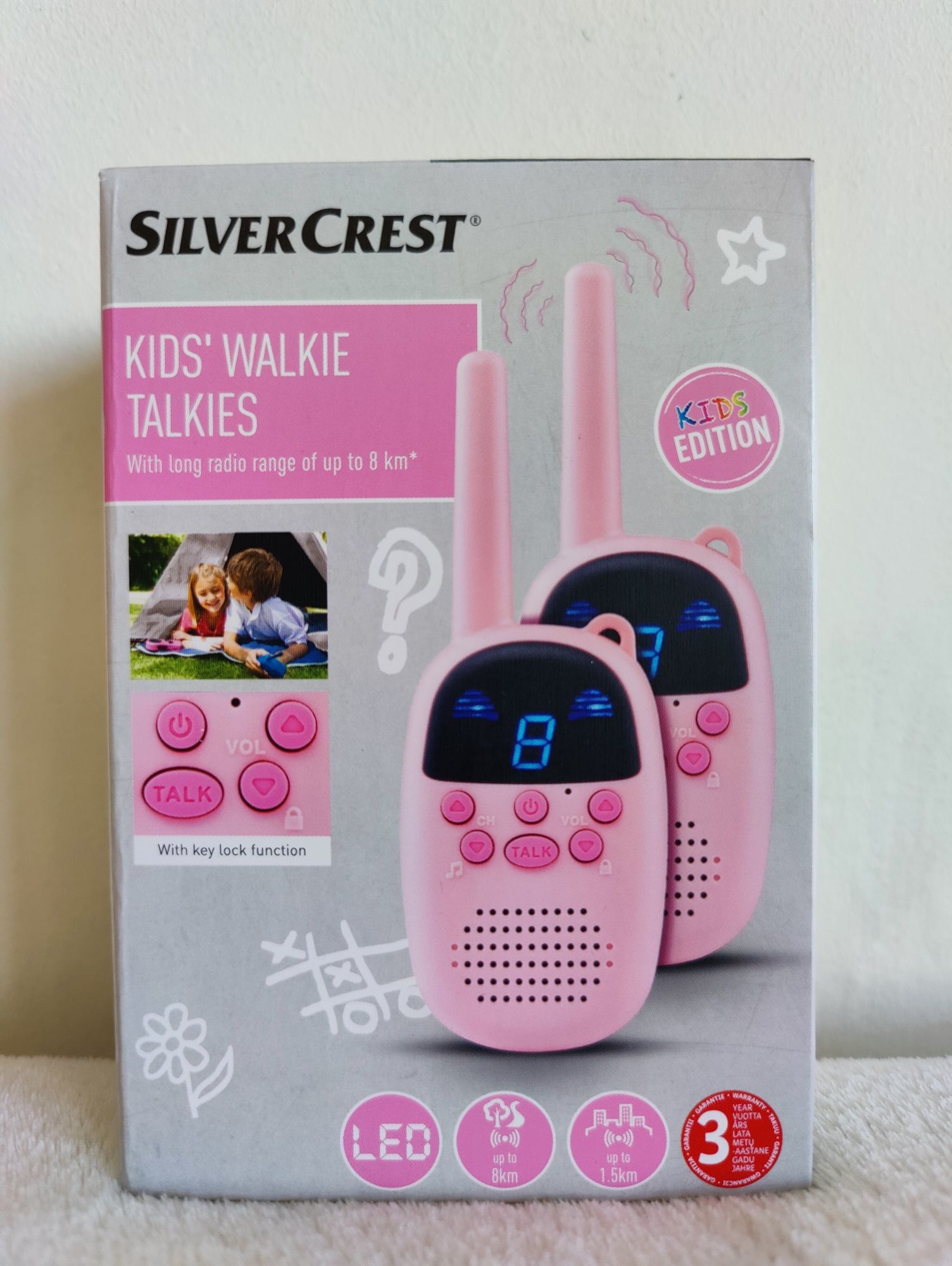 Nowe krótkofalówki dla dzieci różowe Silver Crest walkie talkies