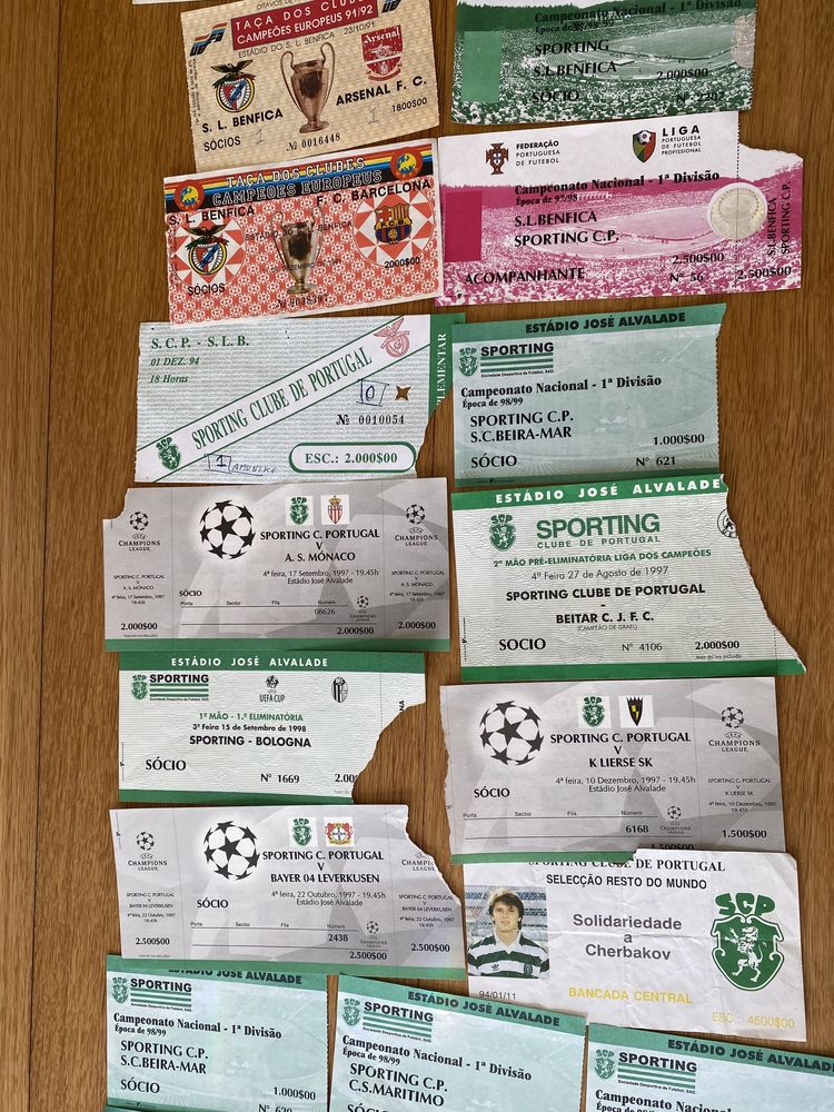 Bilhetes futebol coleção SLB e SCP