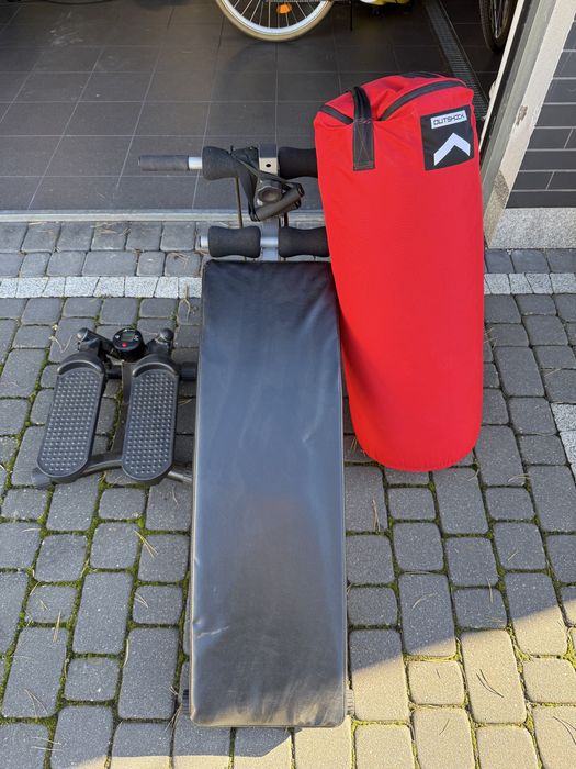 Ławeczka, worek bokserski, stepper