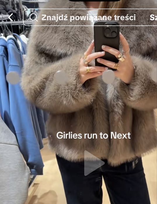 Next futerko futrzana kurtka  nowa s futro taupe bezowe brazowe